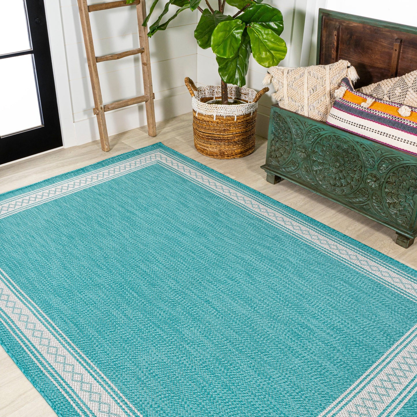 Tapis d'intérieur/extérieur classique à bordure en losanges JONATHAN Y Havana