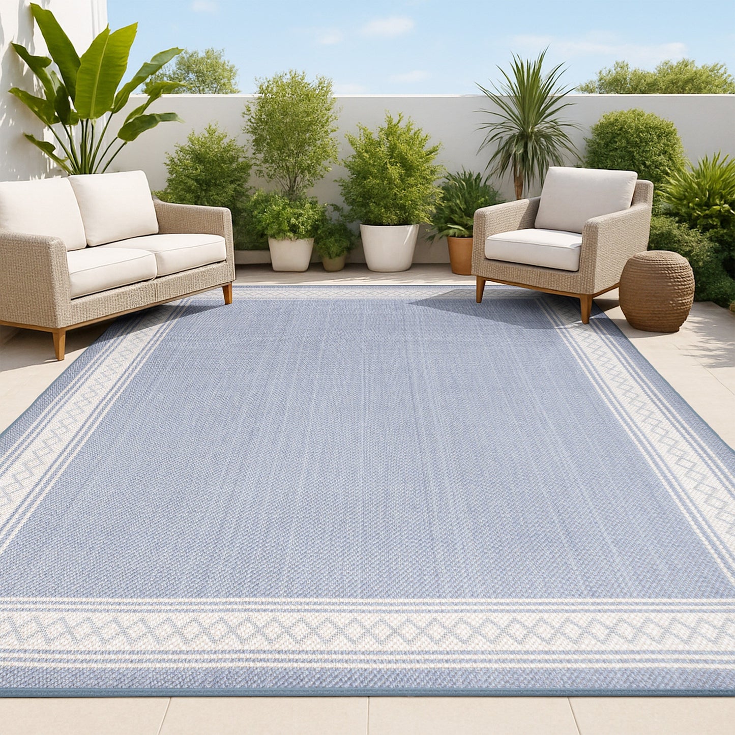 Tapis d'intérieur/extérieur classique à bordure en losanges JONATHAN Y Havana