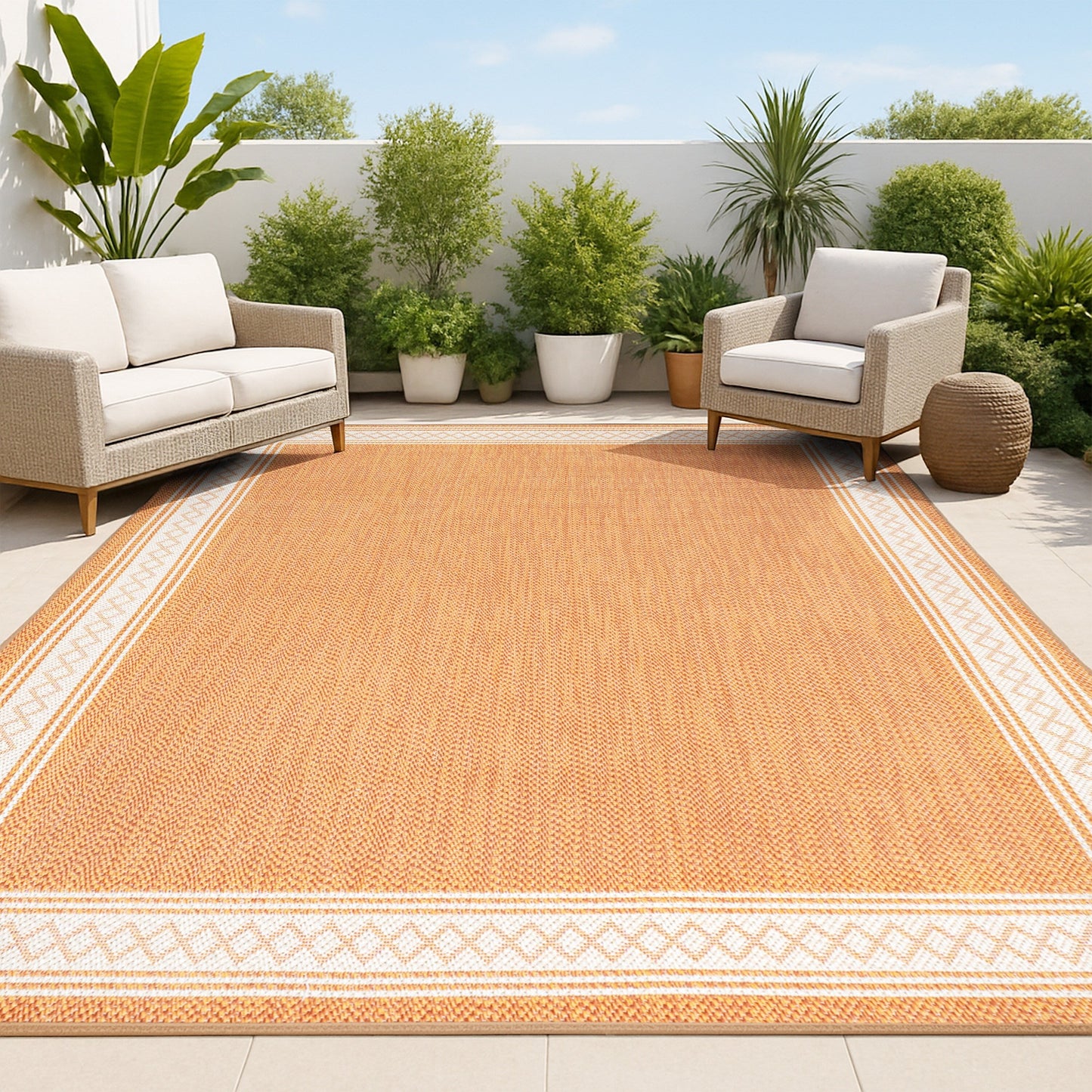 Tapis d'intérieur/extérieur classique à bordure en losanges JONATHAN Y Havana