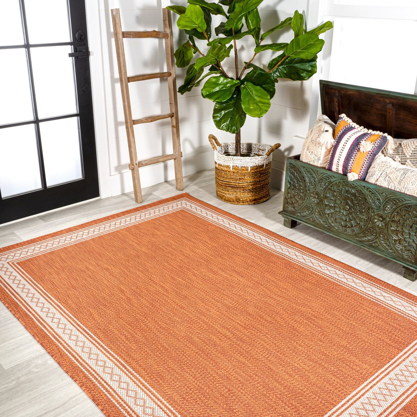 Tapis d'intérieur/extérieur classique à bordure en losanges JONATHAN Y Havana