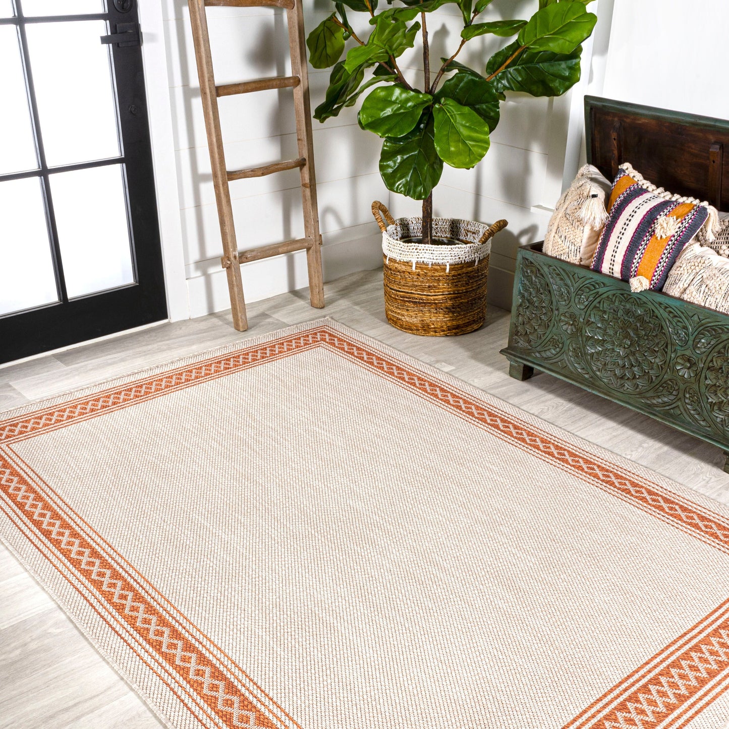 Tapis d'intérieur/extérieur classique à bordure en losanges JONATHAN Y Havana