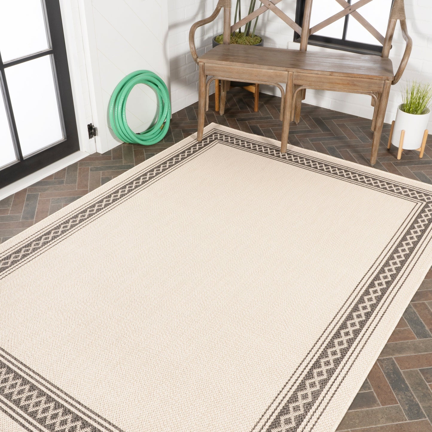 Tapis d'intérieur/extérieur classique à bordure en losanges JONATHAN Y Havana