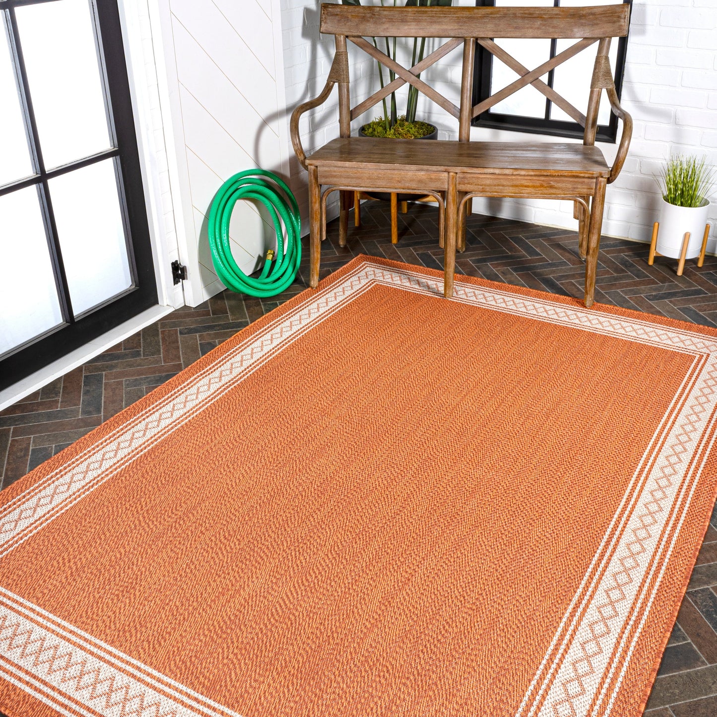 Tapis d'intérieur/extérieur classique à bordure en losanges JONATHAN Y Havana
