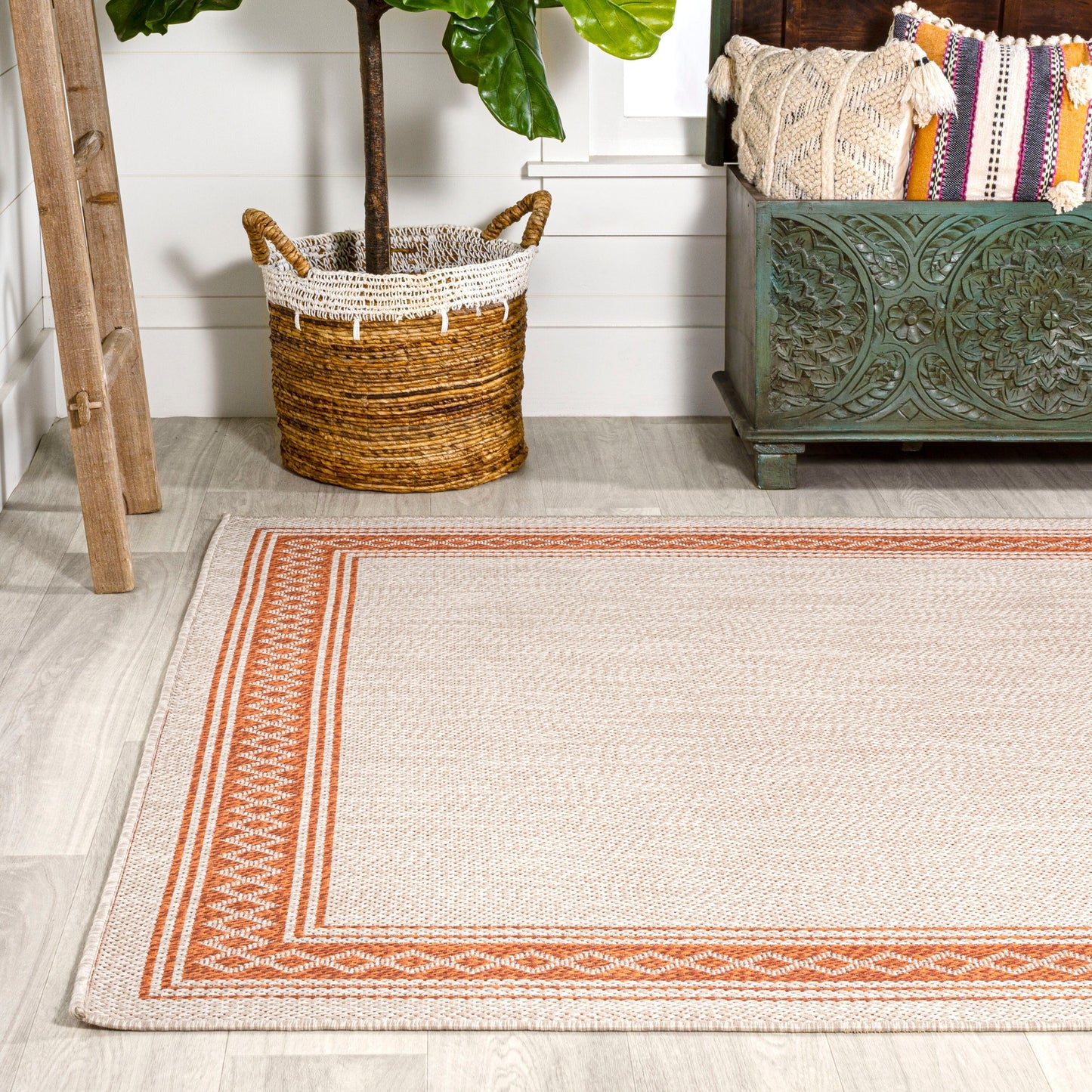 Tapis d'intérieur/extérieur classique à bordure en losanges JONATHAN Y Havana