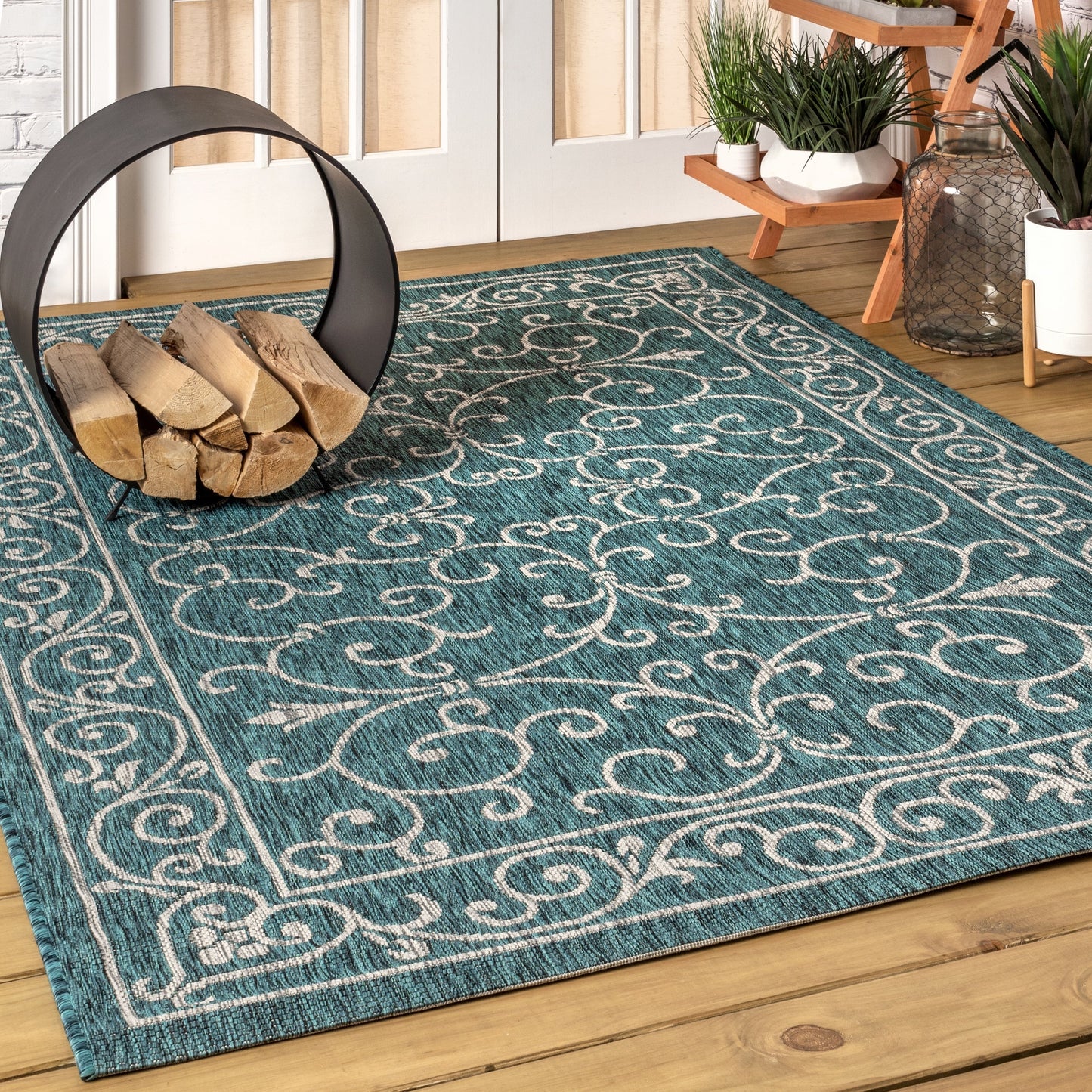 Tapis d'intérieur/extérieur à tissage texturé en filigrane JONATHAN Y