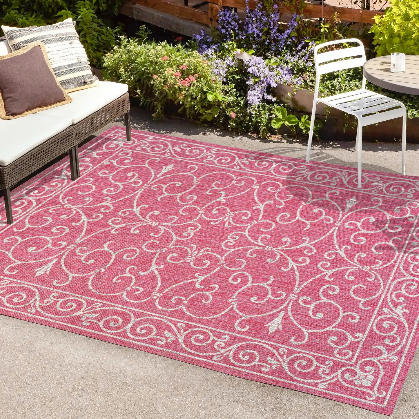 Tapis d'intérieur/extérieur à tissage texturé en filigrane JONATHAN Y