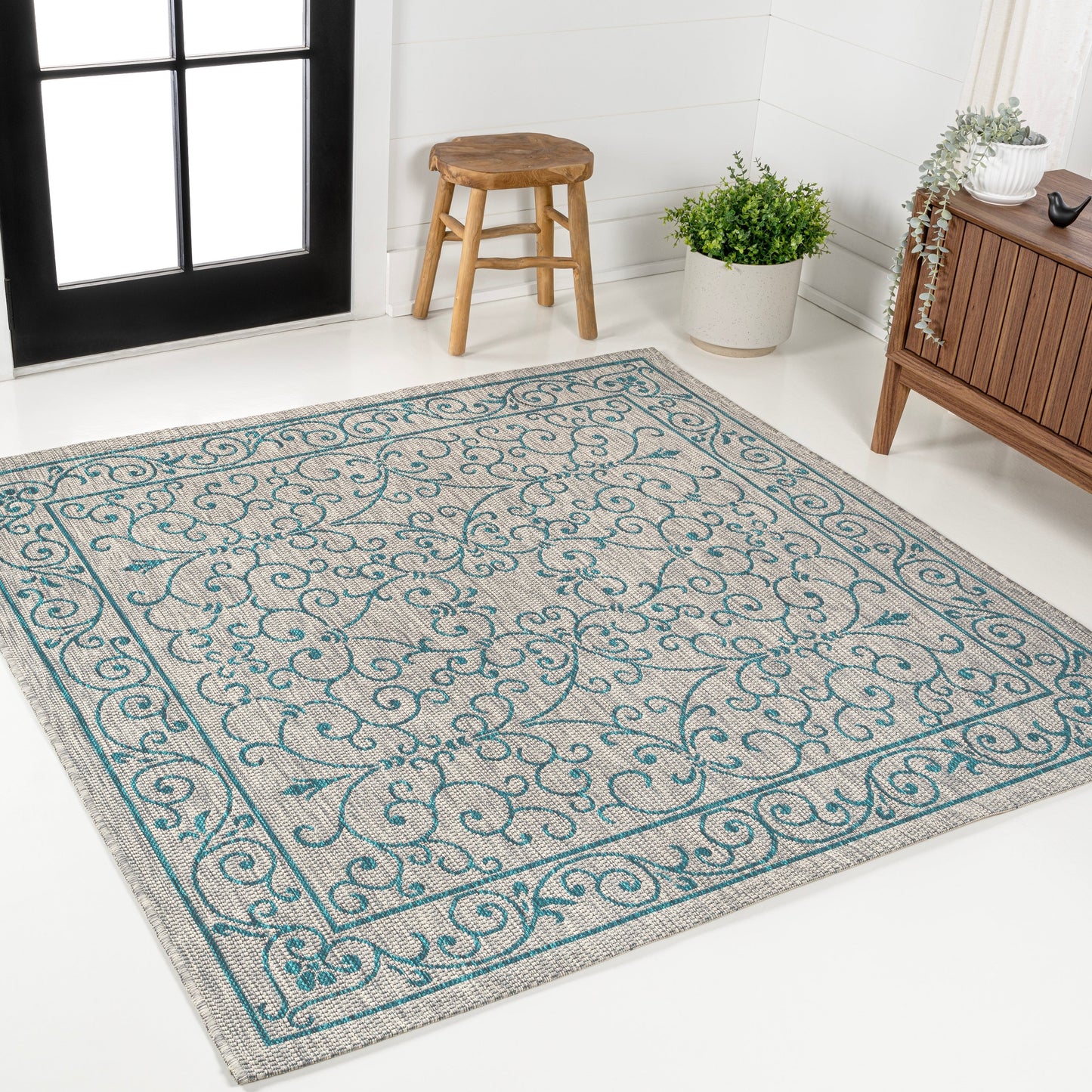 Tapis d'intérieur/extérieur à tissage texturé en filigrane JONATHAN Y