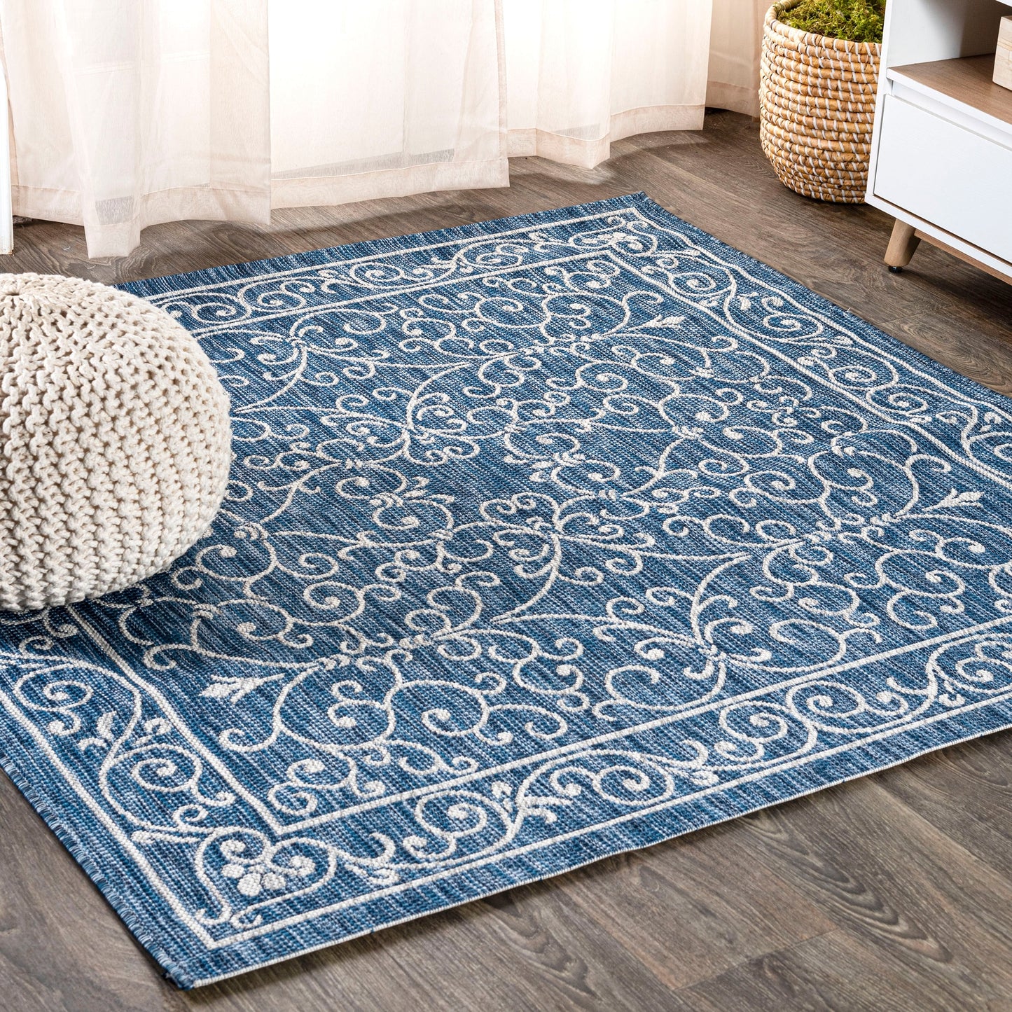 Tapis d'intérieur/extérieur à tissage texturé en filigrane JONATHAN Y