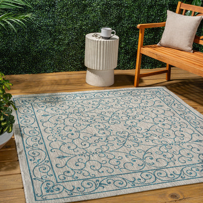 Tapis d'intérieur/extérieur à tissage texturé en filigrane JONATHAN Y