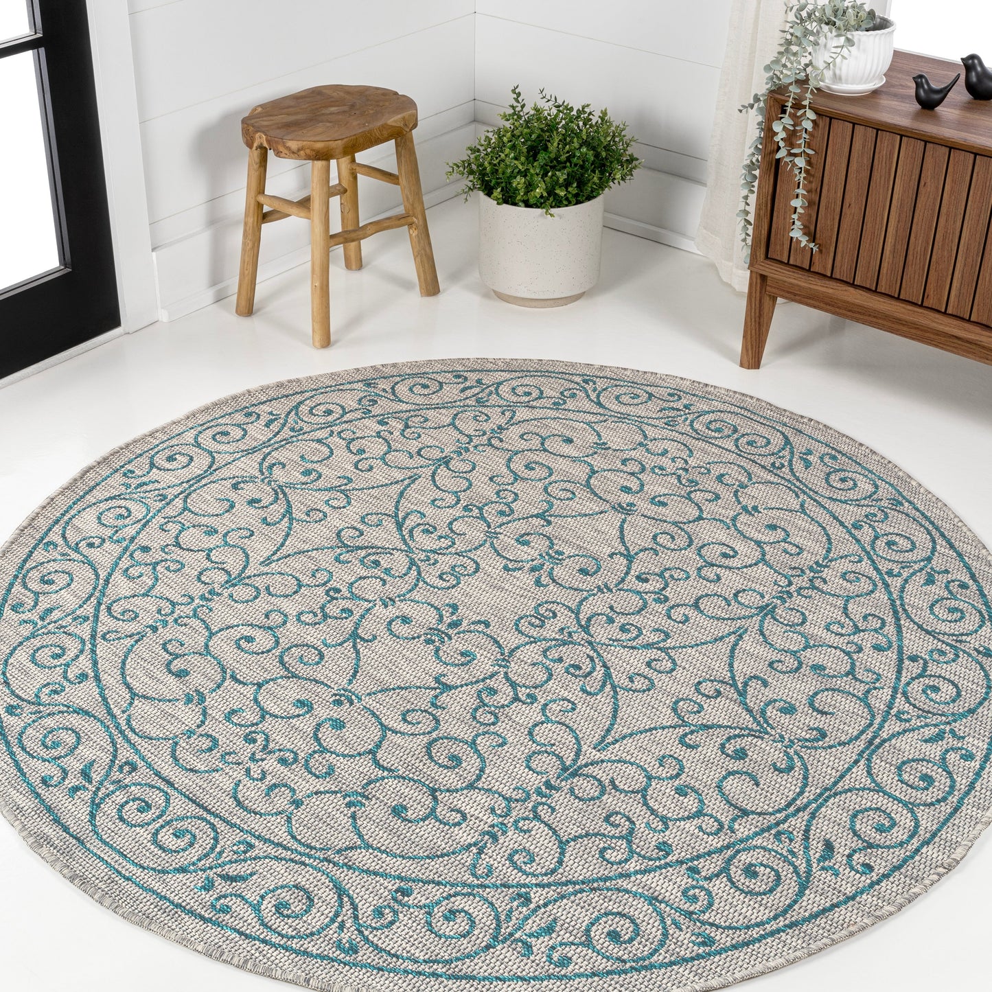 Tapis d'intérieur/extérieur à tissage texturé en filigrane JONATHAN Y