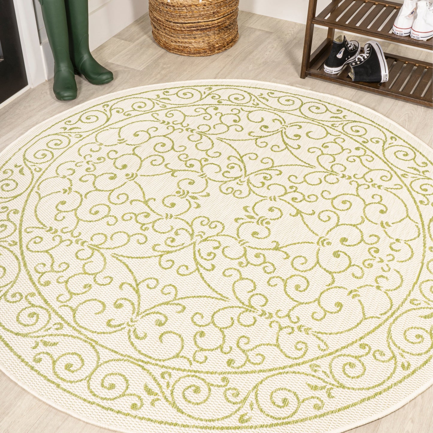 Tapis d'intérieur/extérieur à tissage texturé en filigrane JONATHAN Y