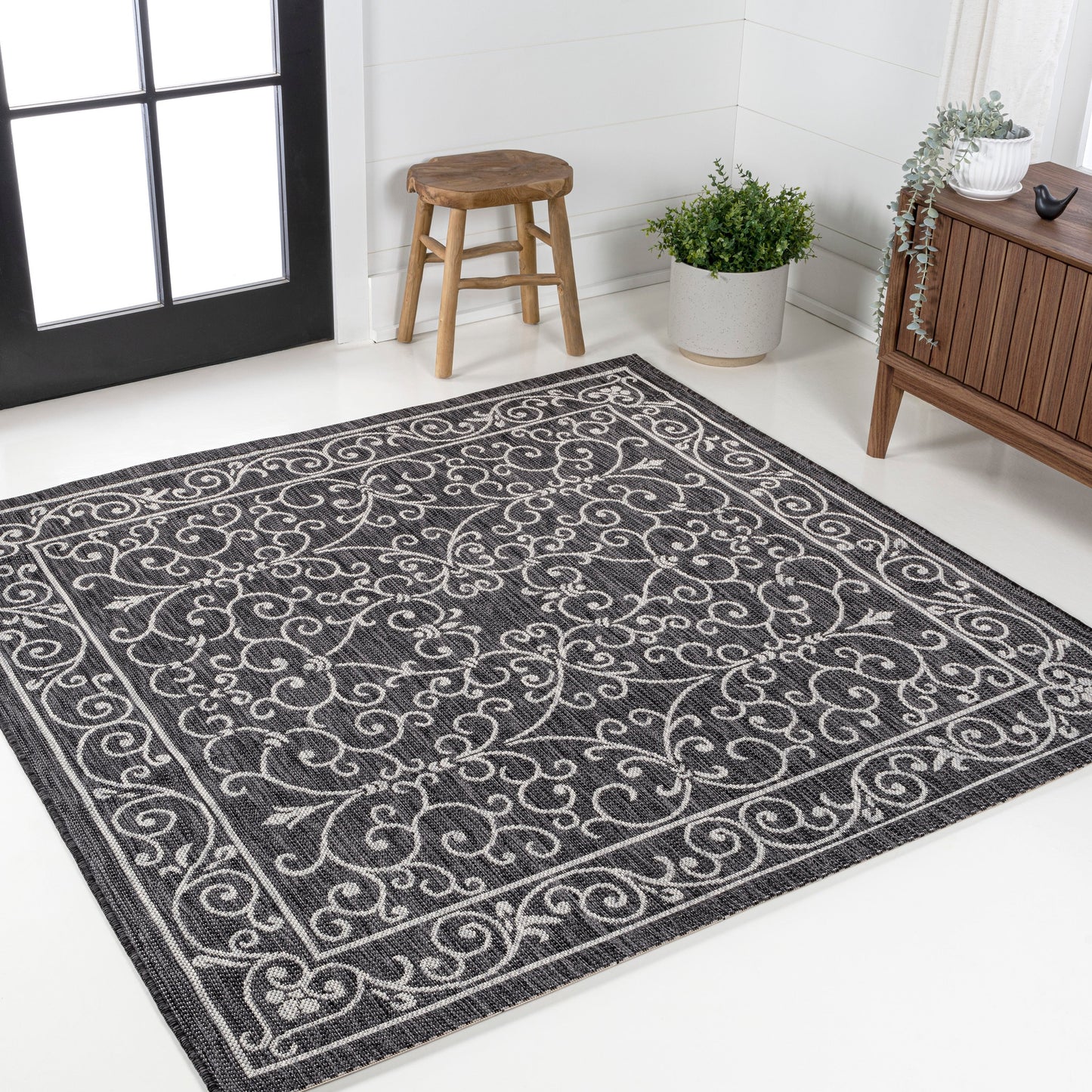 Tapis d'intérieur/extérieur à tissage texturé en filigrane JONATHAN Y