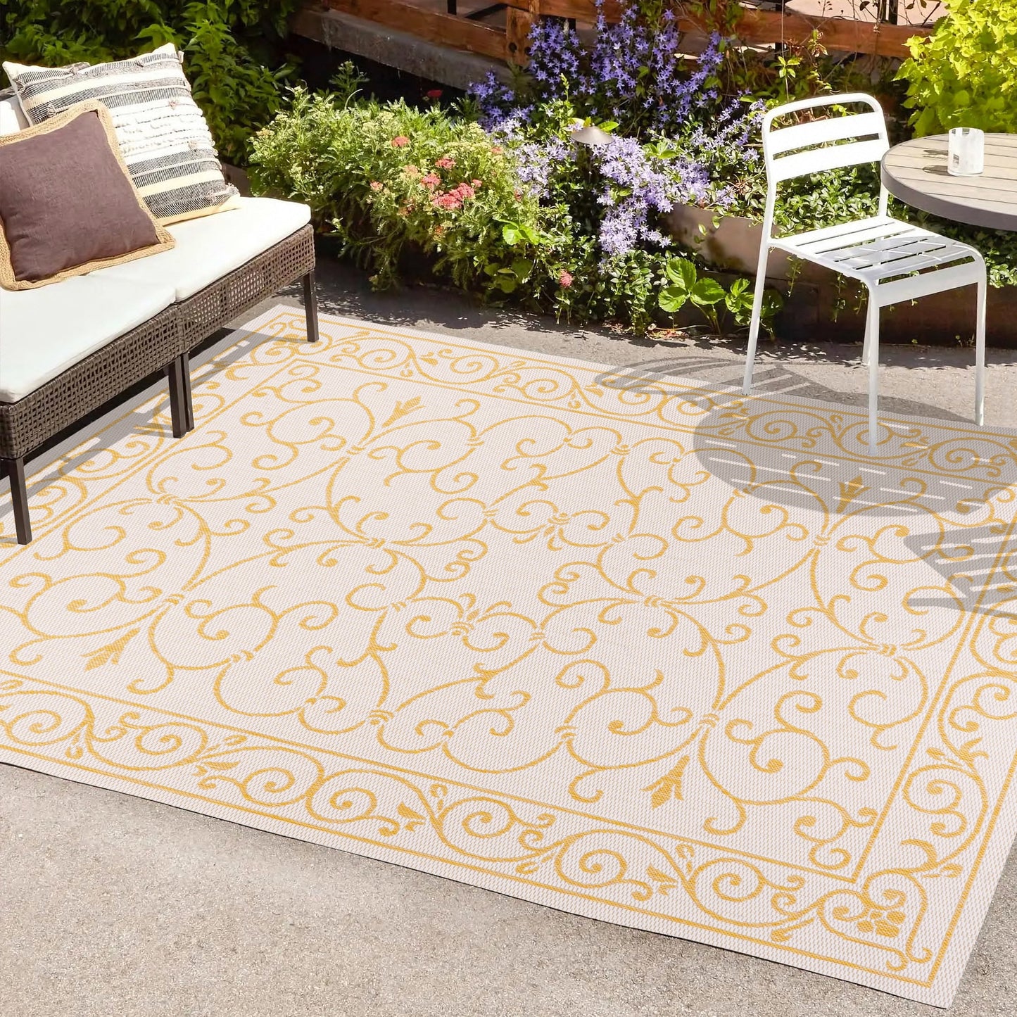 Tapis d'intérieur/extérieur à tissage texturé en filigrane JONATHAN Y