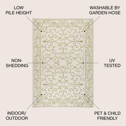 Tapis d'intérieur/extérieur à tissage texturé en filigrane JONATHAN Y