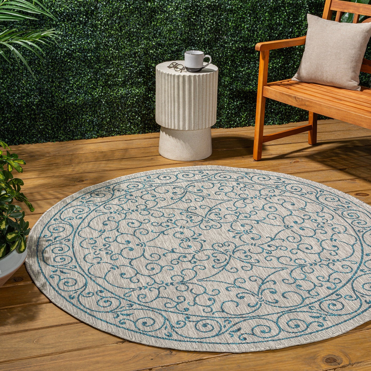 Tapis d'intérieur/extérieur à tissage texturé en filigrane JONATHAN Y