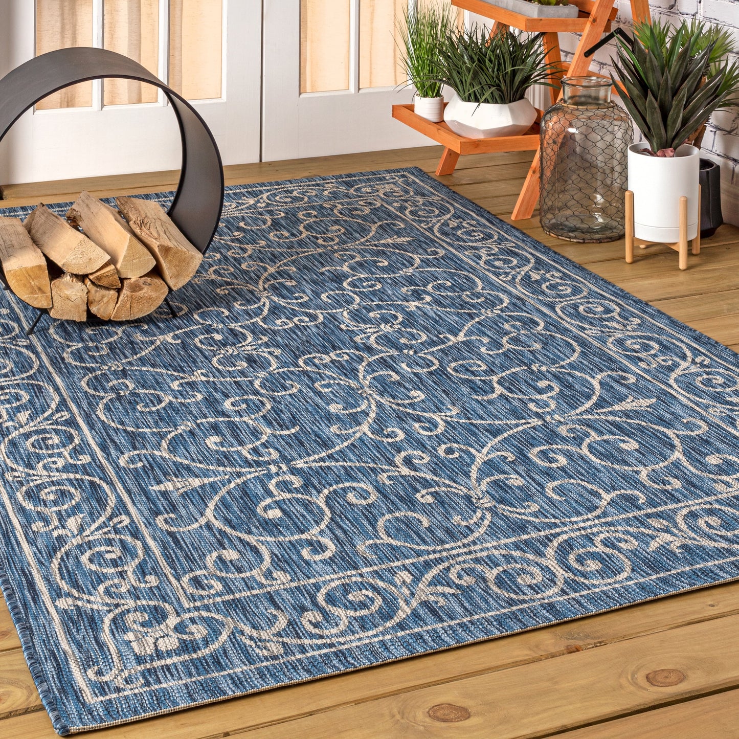 Tapis d'intérieur/extérieur à tissage texturé en filigrane JONATHAN Y