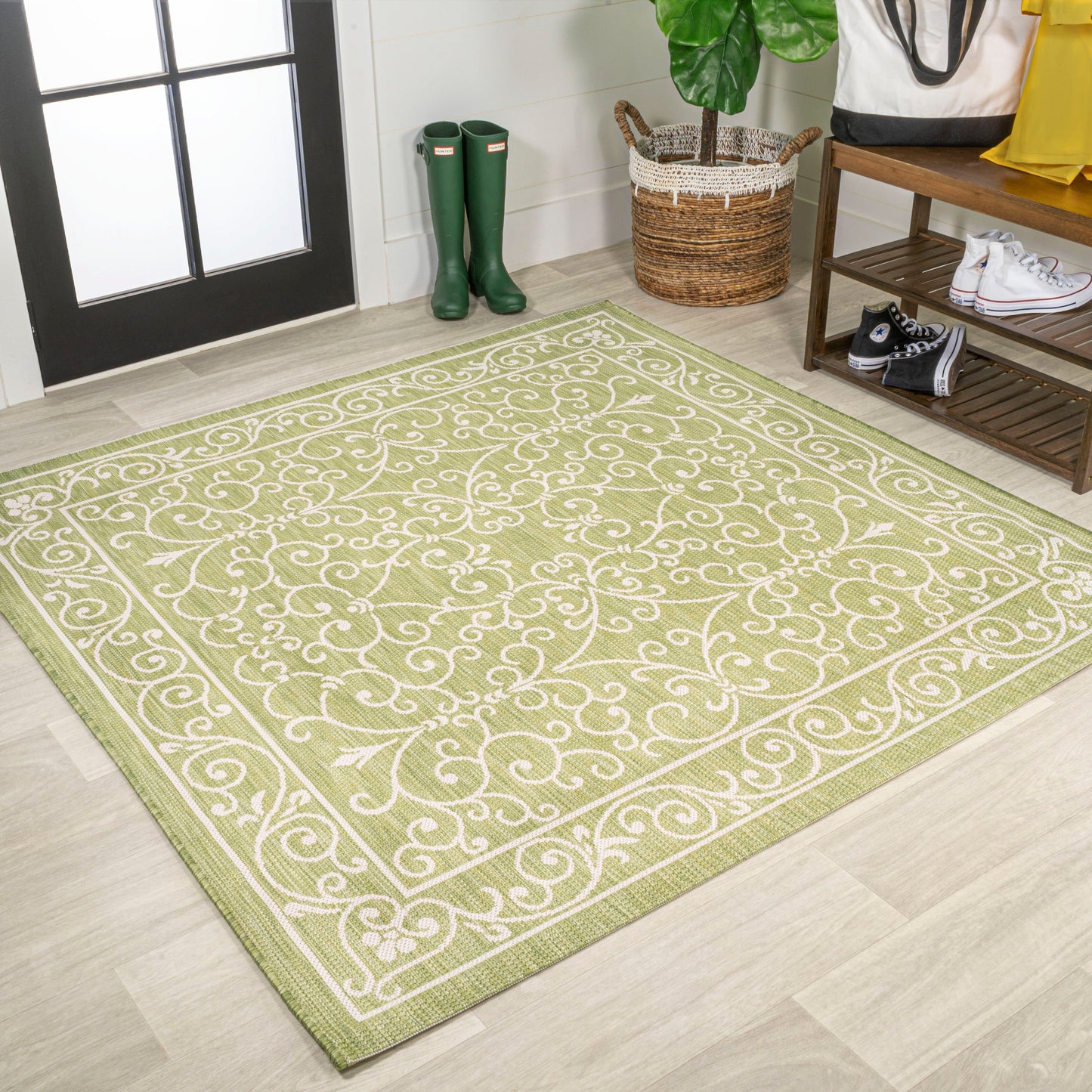 Tapis d'intérieur/extérieur à tissage texturé en filigrane JONATHAN Y