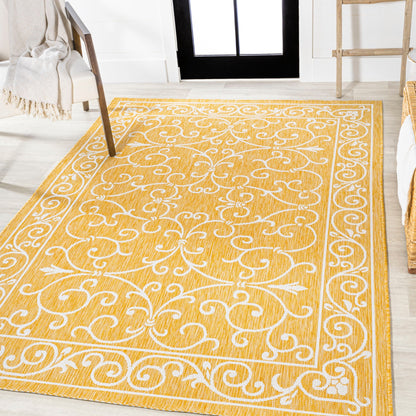 Tapis d'intérieur/extérieur à tissage texturé en filigrane JONATHAN Y