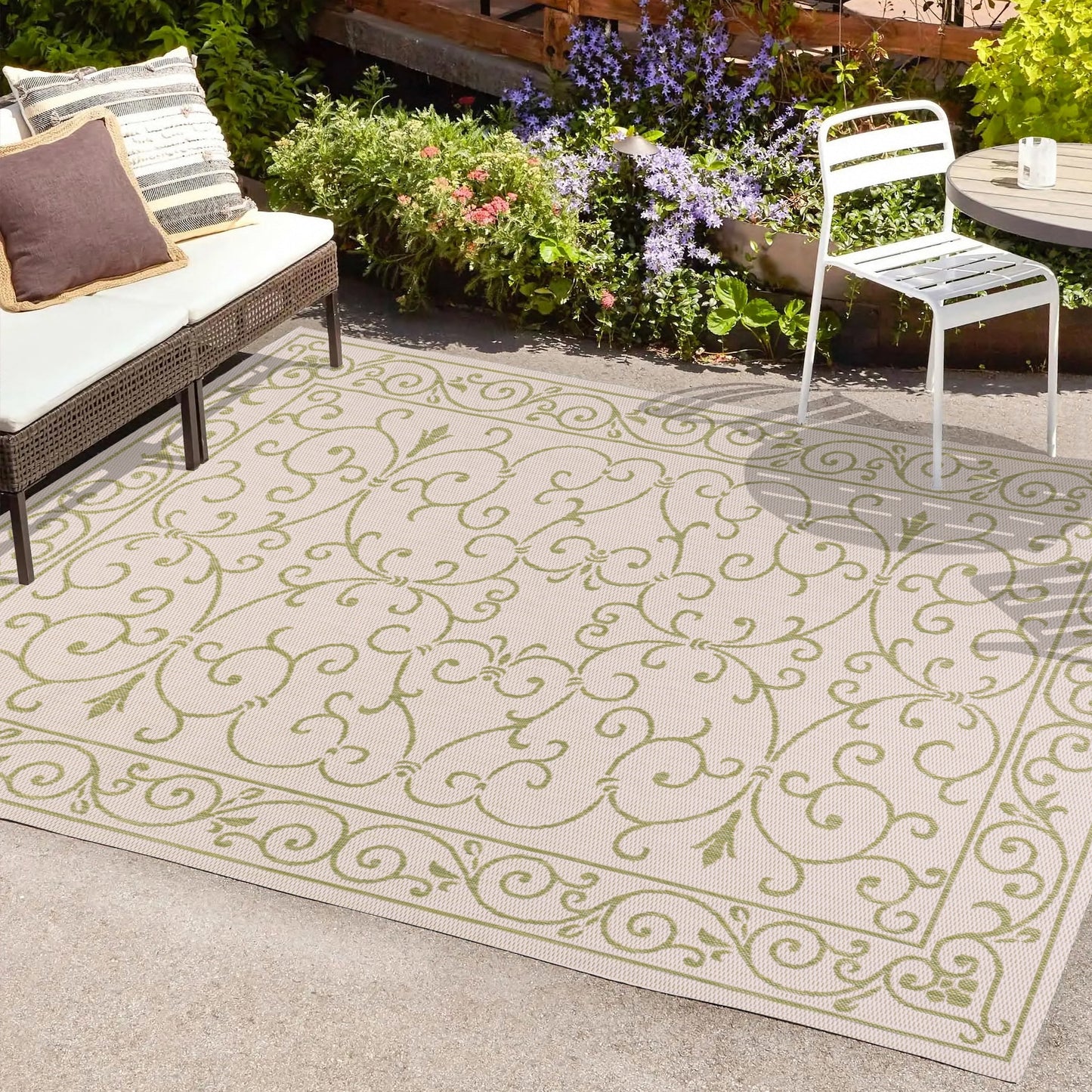 Tapis d'intérieur/extérieur à tissage texturé en filigrane JONATHAN Y