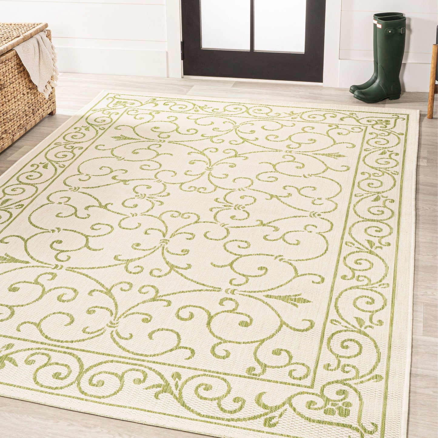 Tapis d'intérieur/extérieur à tissage texturé en filigrane JONATHAN Y