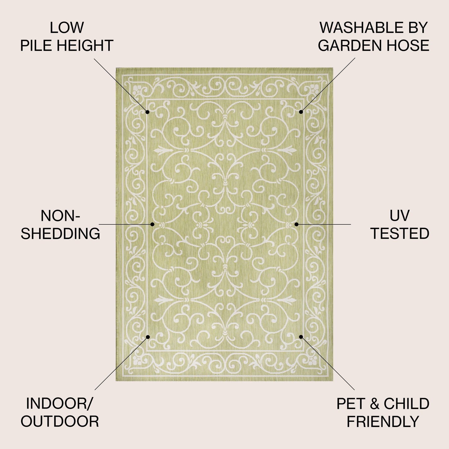 Tapis d'intérieur/extérieur à tissage texturé en filigrane JONATHAN Y