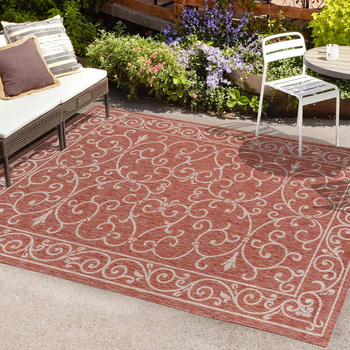 Tapis d'intérieur/extérieur à tissage texturé en filigrane JONATHAN Y