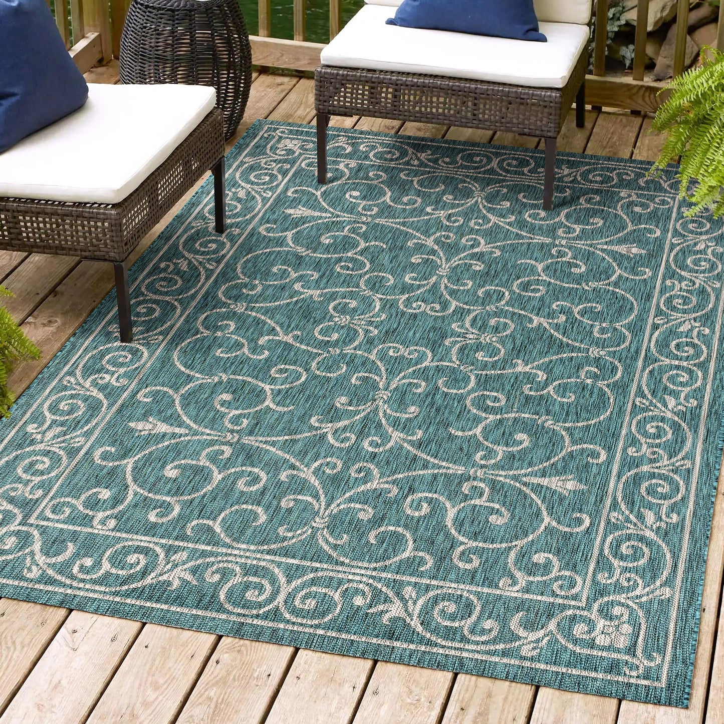 Tapis d'intérieur/extérieur à tissage texturé en filigrane JONATHAN Y