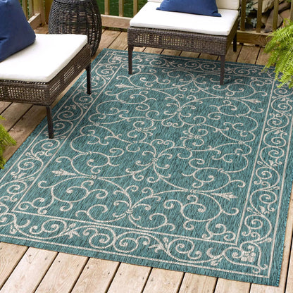 Tapis d'intérieur/extérieur à tissage texturé en filigrane JONATHAN Y