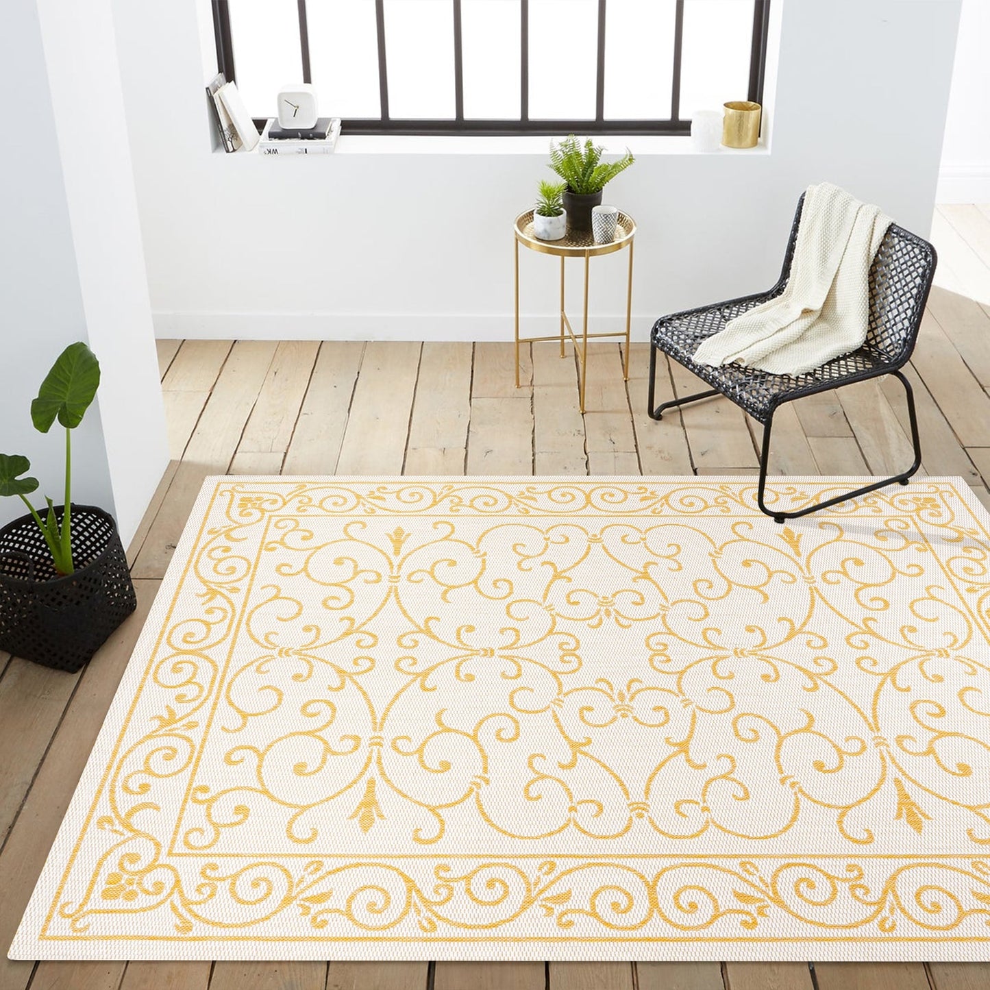 Tapis d'intérieur/extérieur à tissage texturé en filigrane JONATHAN Y