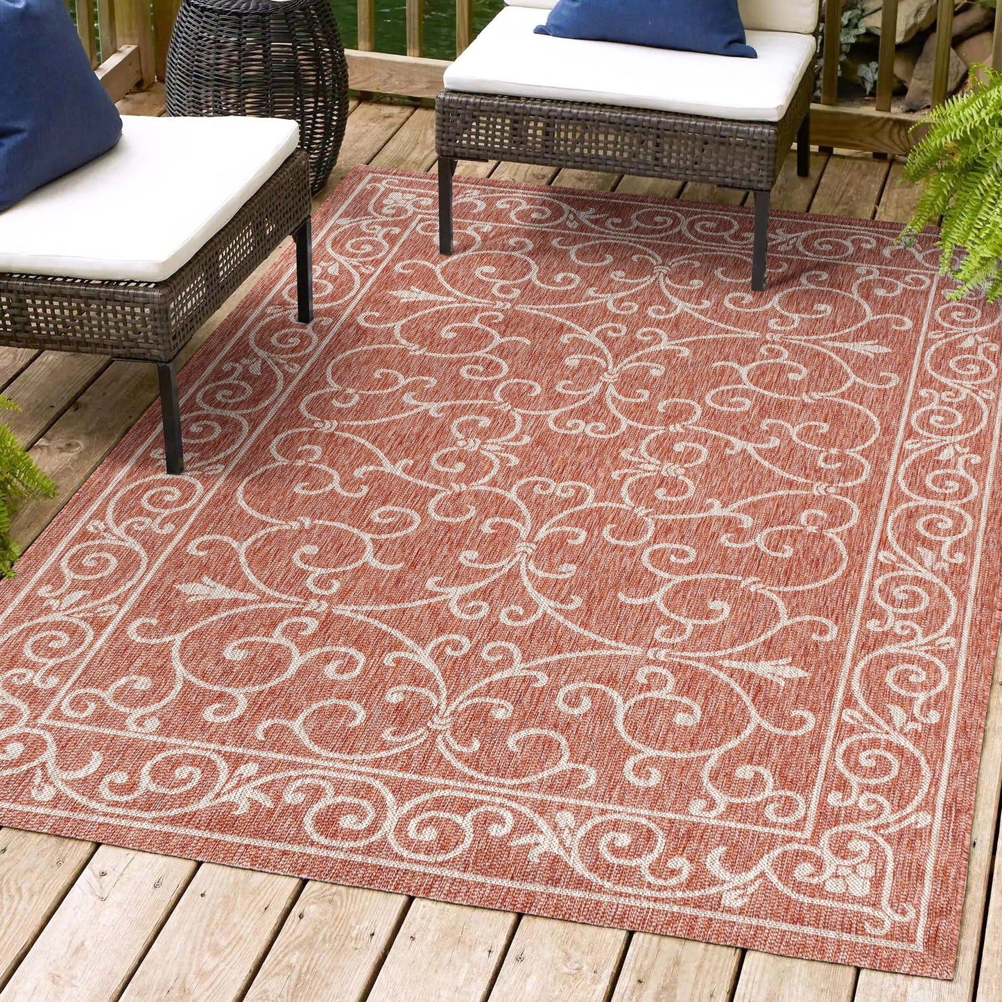 Tapis d'intérieur/extérieur à tissage texturé en filigrane JONATHAN Y