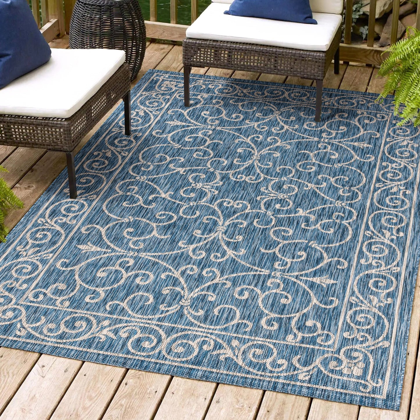 Tapis d'intérieur/extérieur à tissage texturé en filigrane JONATHAN Y