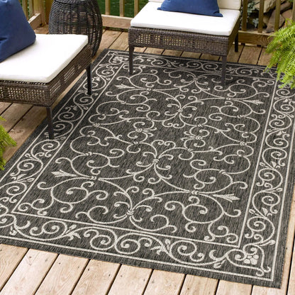Tapis d'intérieur/extérieur à tissage texturé en filigrane JONATHAN Y