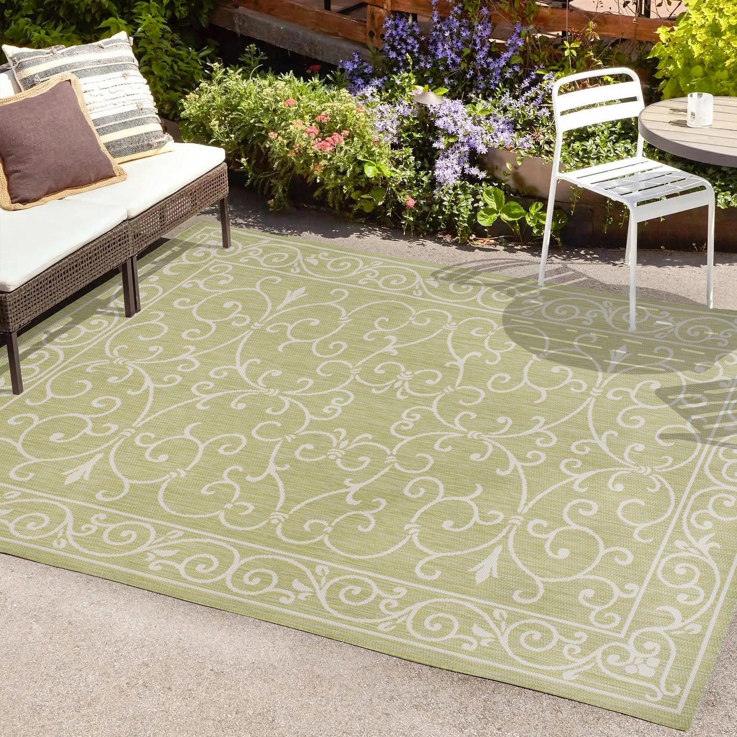 Tapis d'intérieur/extérieur à tissage texturé en filigrane JONATHAN Y