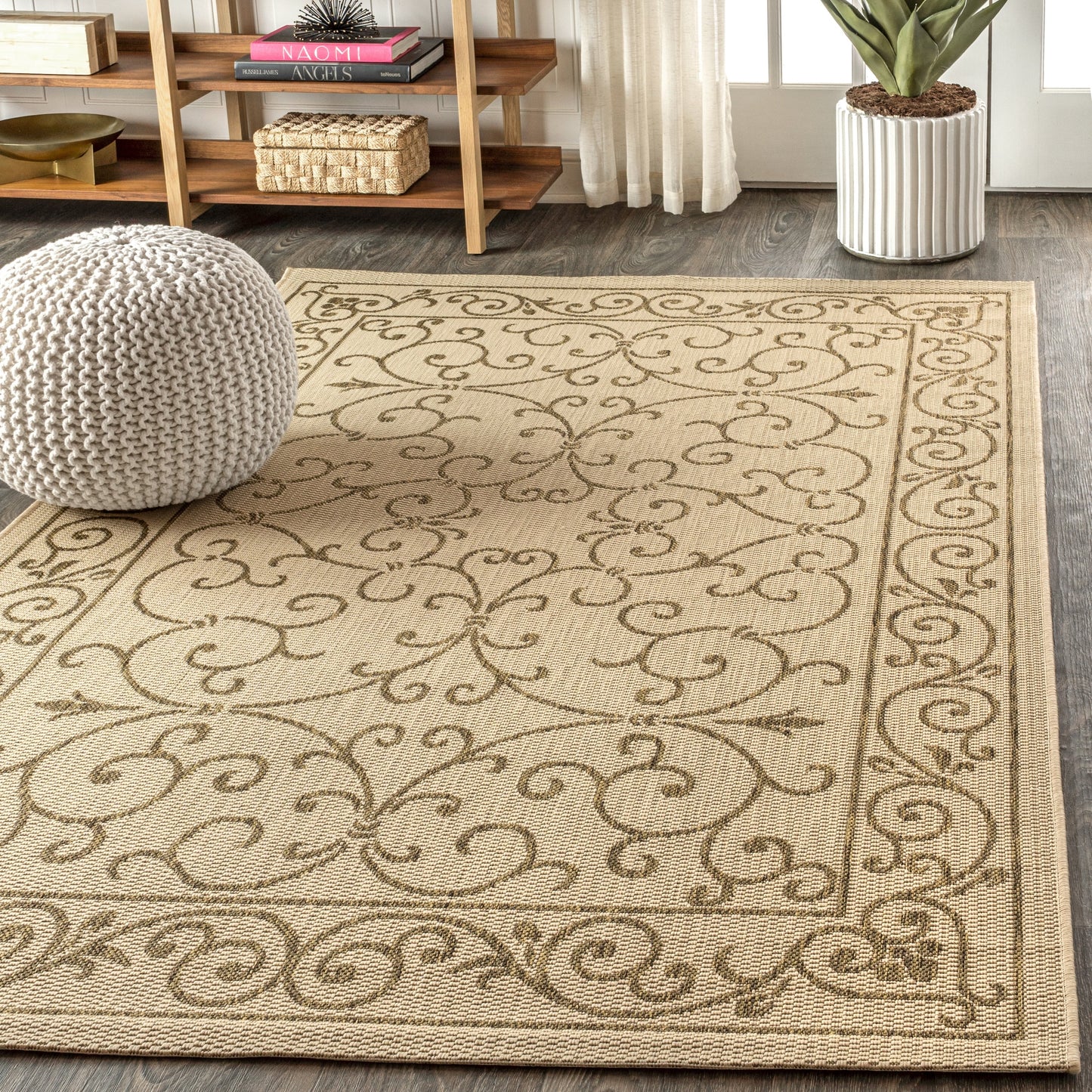 Tapis d'intérieur/extérieur à tissage texturé en filigrane JONATHAN Y