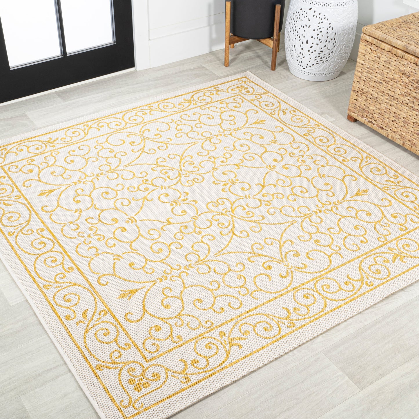 Tapis d'intérieur/extérieur à tissage texturé en filigrane JONATHAN Y
