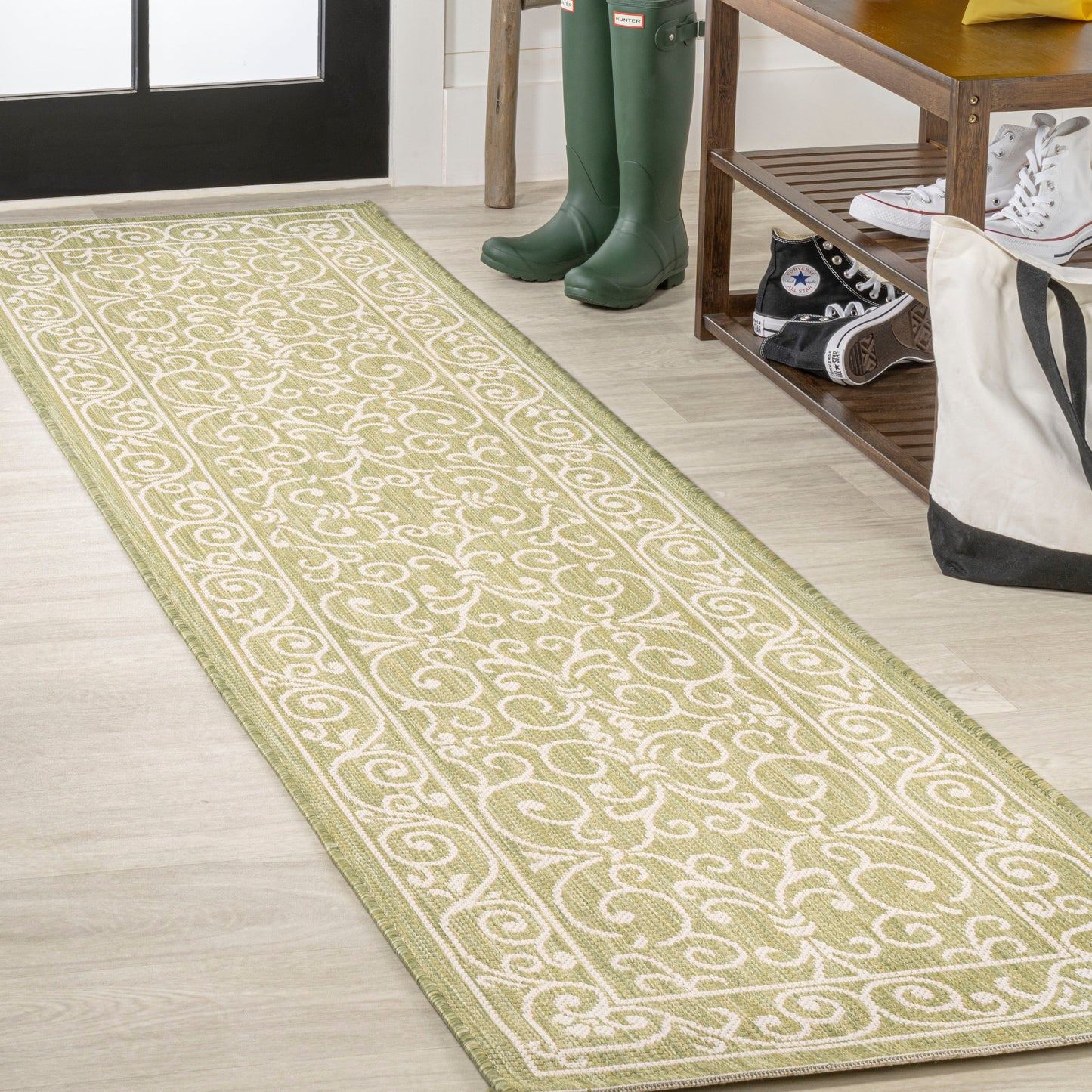 Tapis d'intérieur/extérieur à tissage texturé en filigrane JONATHAN Y