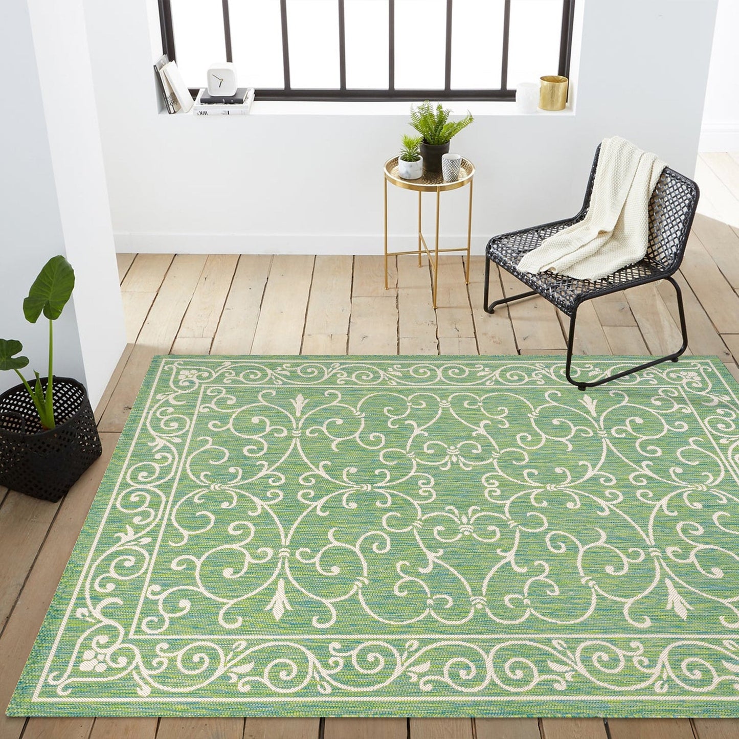 Tapis d'intérieur/extérieur à tissage texturé en filigrane JONATHAN Y