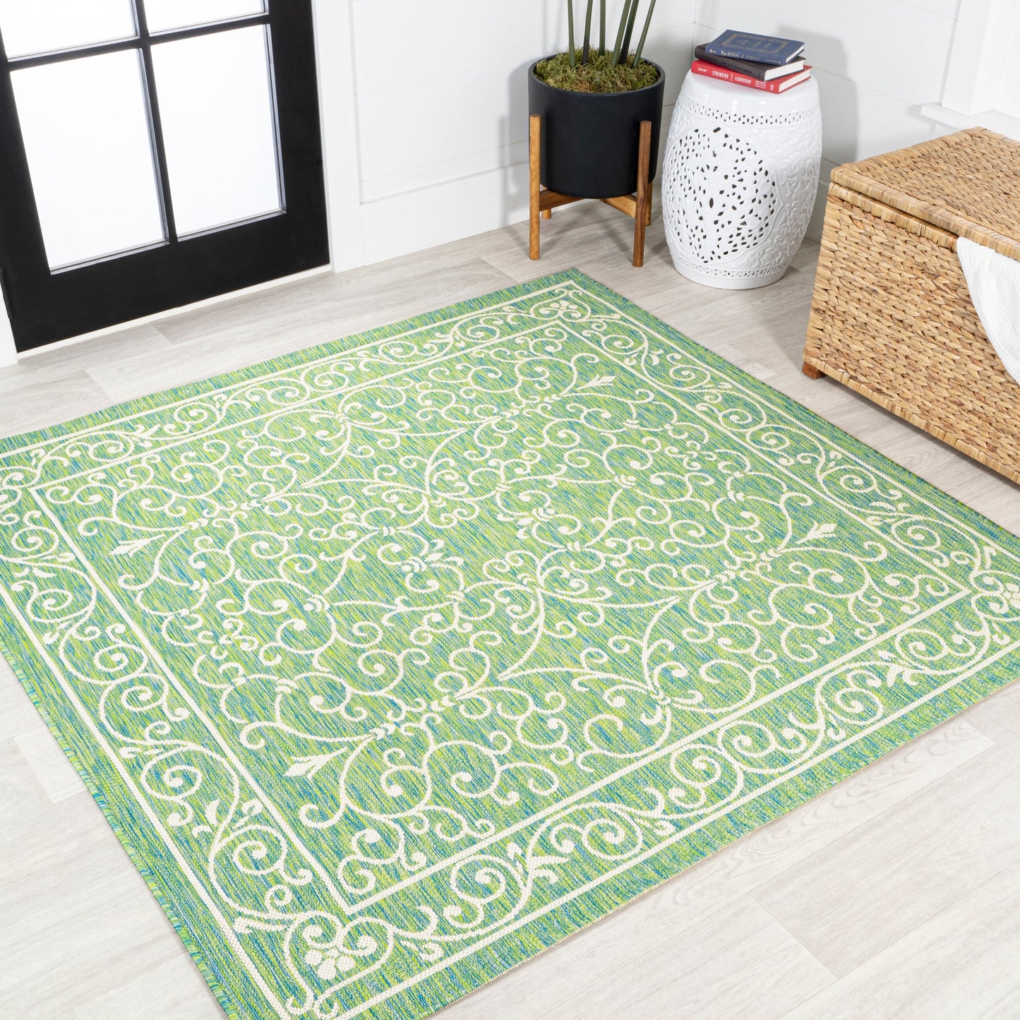 Tapis d'intérieur/extérieur à tissage texturé en filigrane JONATHAN Y