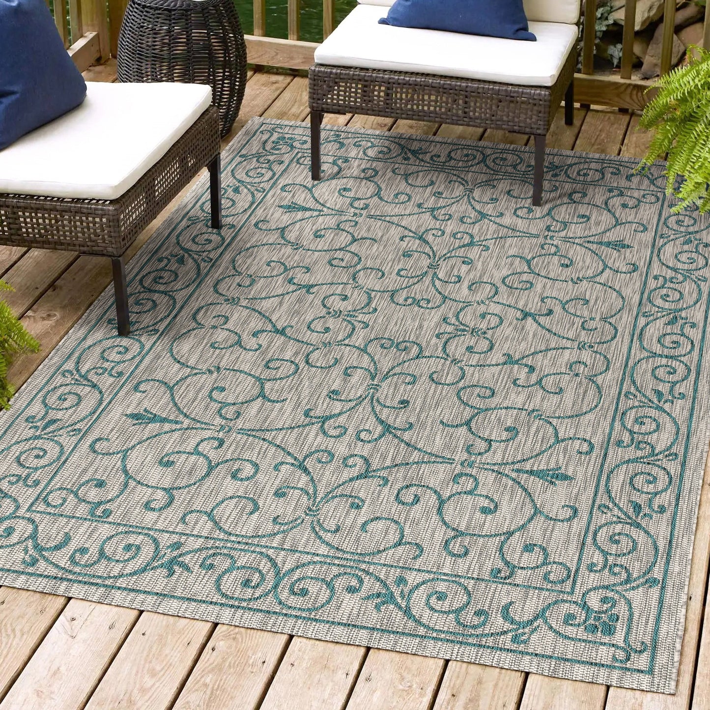 Tapis d'intérieur/extérieur à tissage texturé en filigrane JONATHAN Y