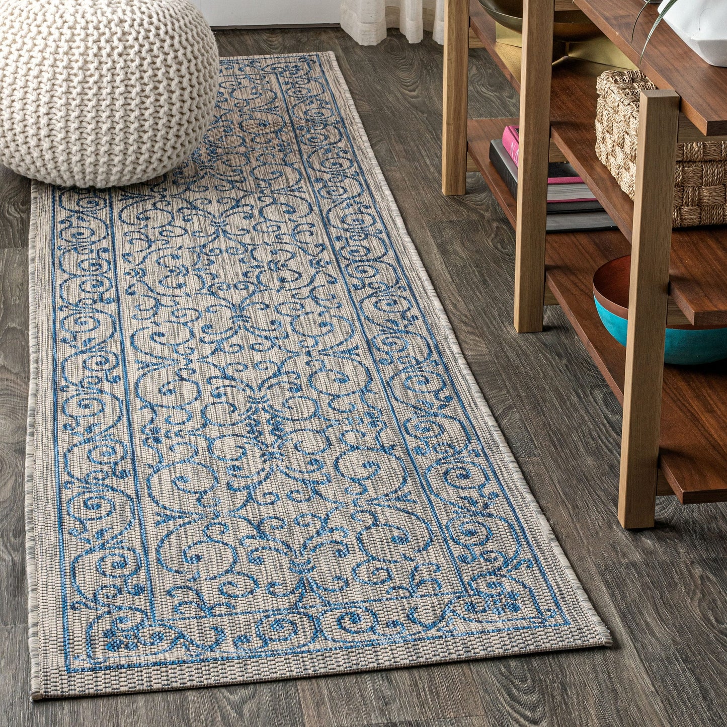 Tapis d'intérieur/extérieur à tissage texturé en filigrane JONATHAN Y