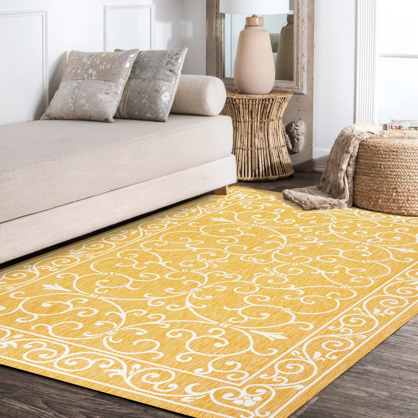 Tapis d'intérieur/extérieur à tissage texturé en filigrane JONATHAN Y