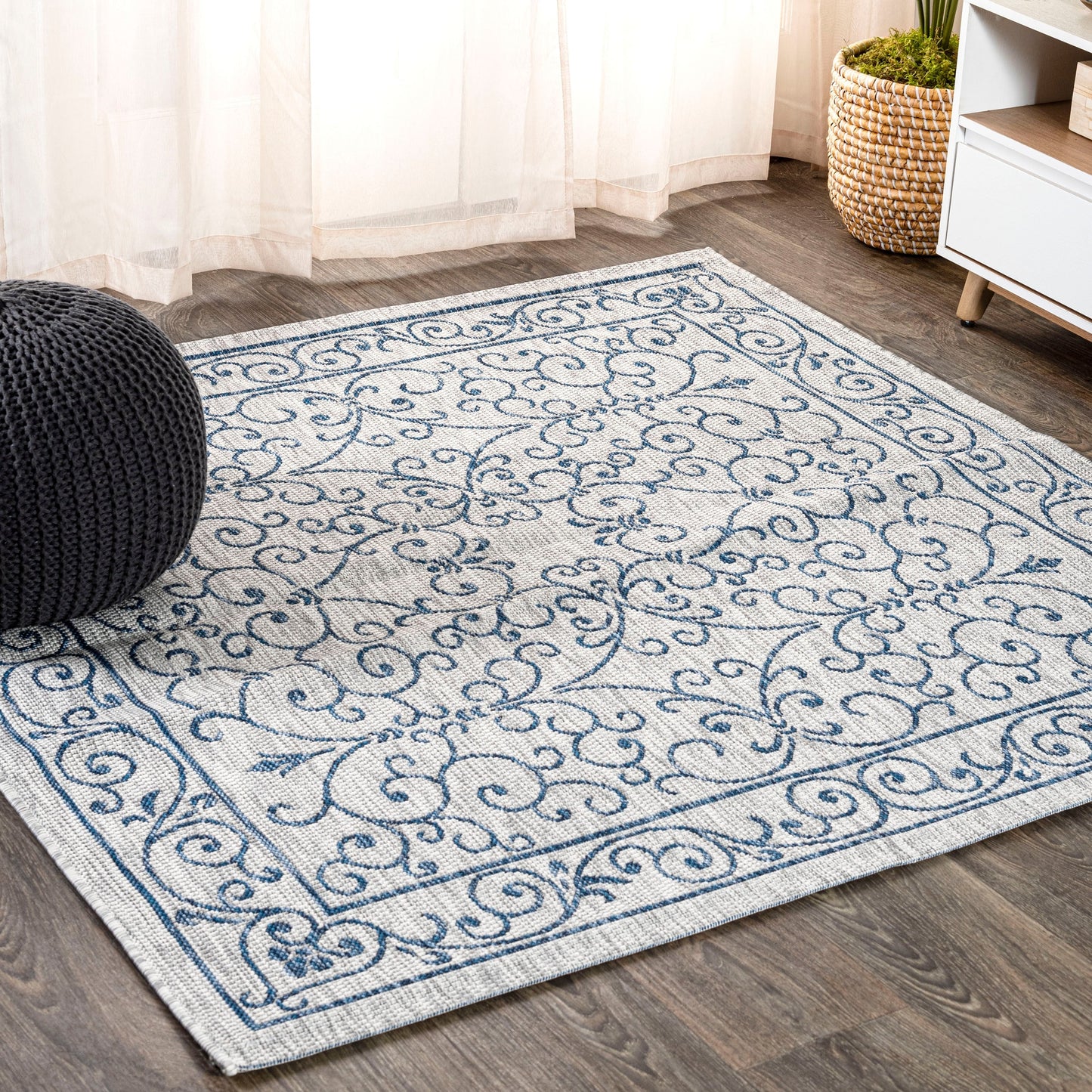 Tapis d'intérieur/extérieur à tissage texturé en filigrane JONATHAN Y