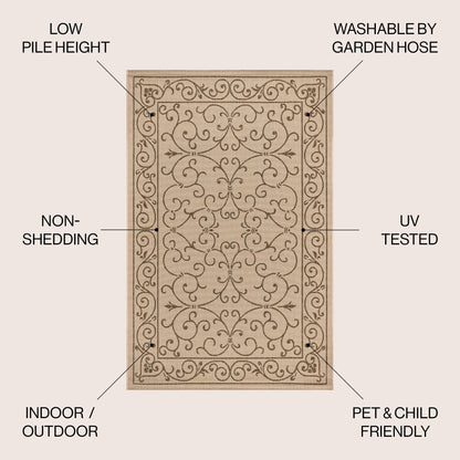 Tapis d'intérieur/extérieur à tissage texturé en filigrane JONATHAN Y