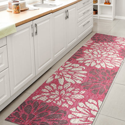 Tapis d'intérieur/extérieur à tissage texturé floral JONATHAN Y