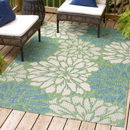 Tapis d'intérieur/extérieur à tissage texturé floral JONATHAN Y