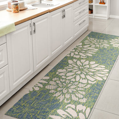 Tapis d'intérieur/extérieur à tissage texturé floral JONATHAN Y