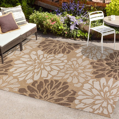 Tapis d'intérieur/extérieur à tissage texturé floral JONATHAN Y