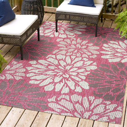 Tapis d'intérieur/extérieur à tissage texturé floral JONATHAN Y