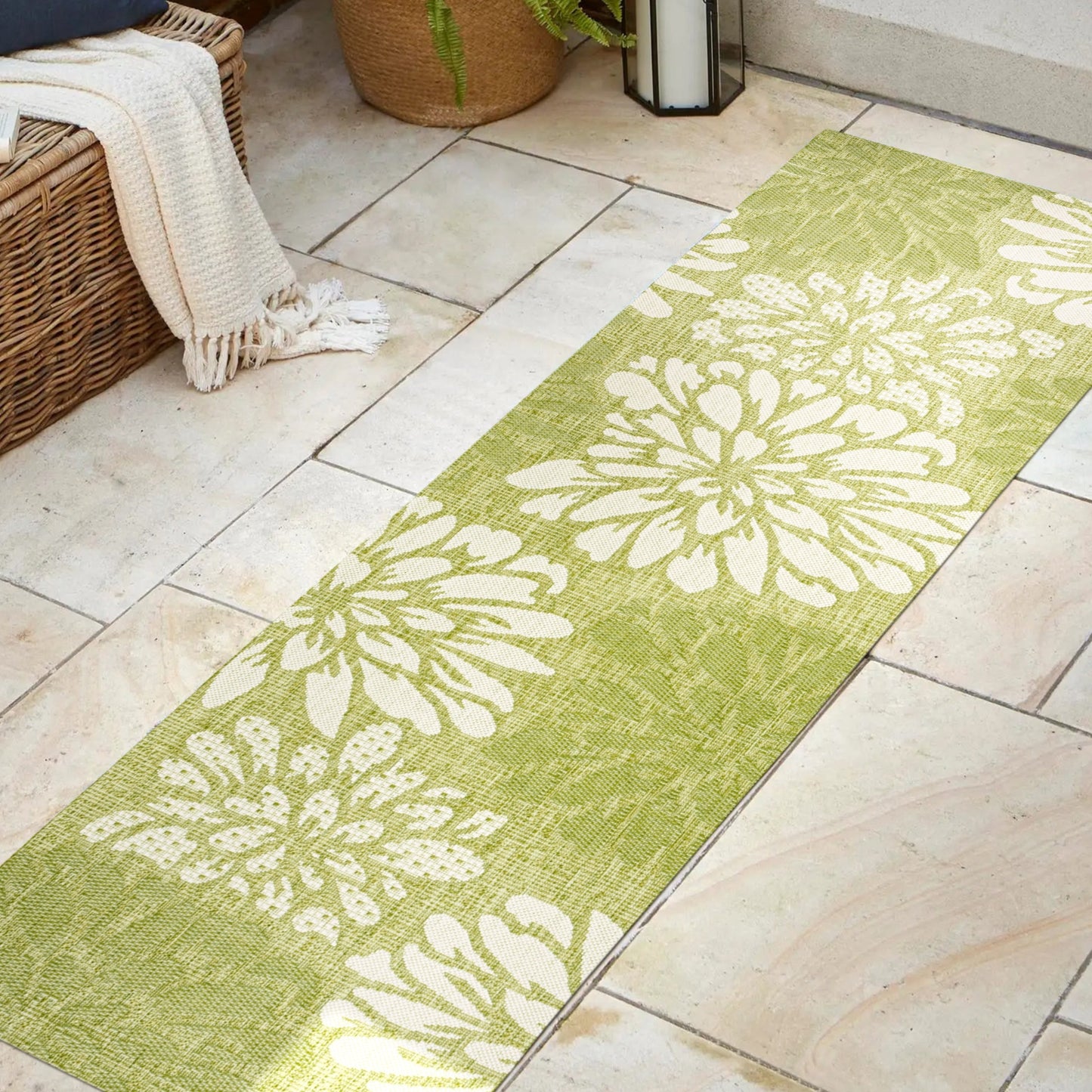 Tapis d'intérieur/extérieur à tissage texturé floral JONATHAN Y