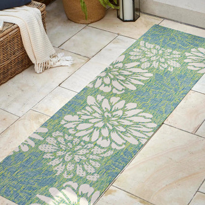 Tapis d'intérieur/extérieur à tissage texturé floral JONATHAN Y